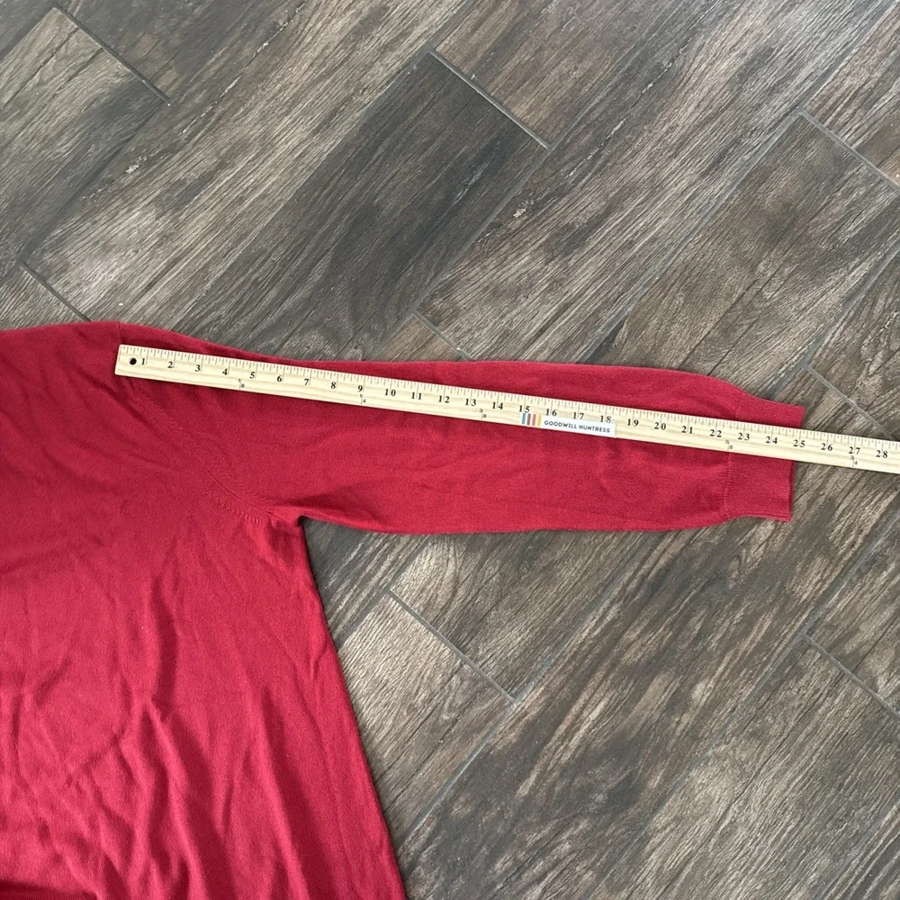 Banana Republic Sweater Men Large Silk Cashmere V-Neck Red Lightweight Knit